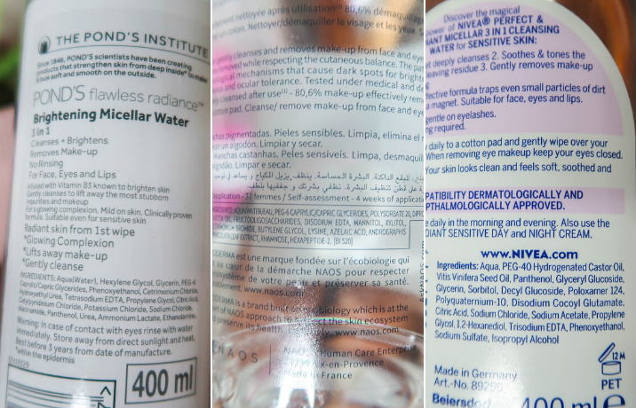 Micellar water ingredients