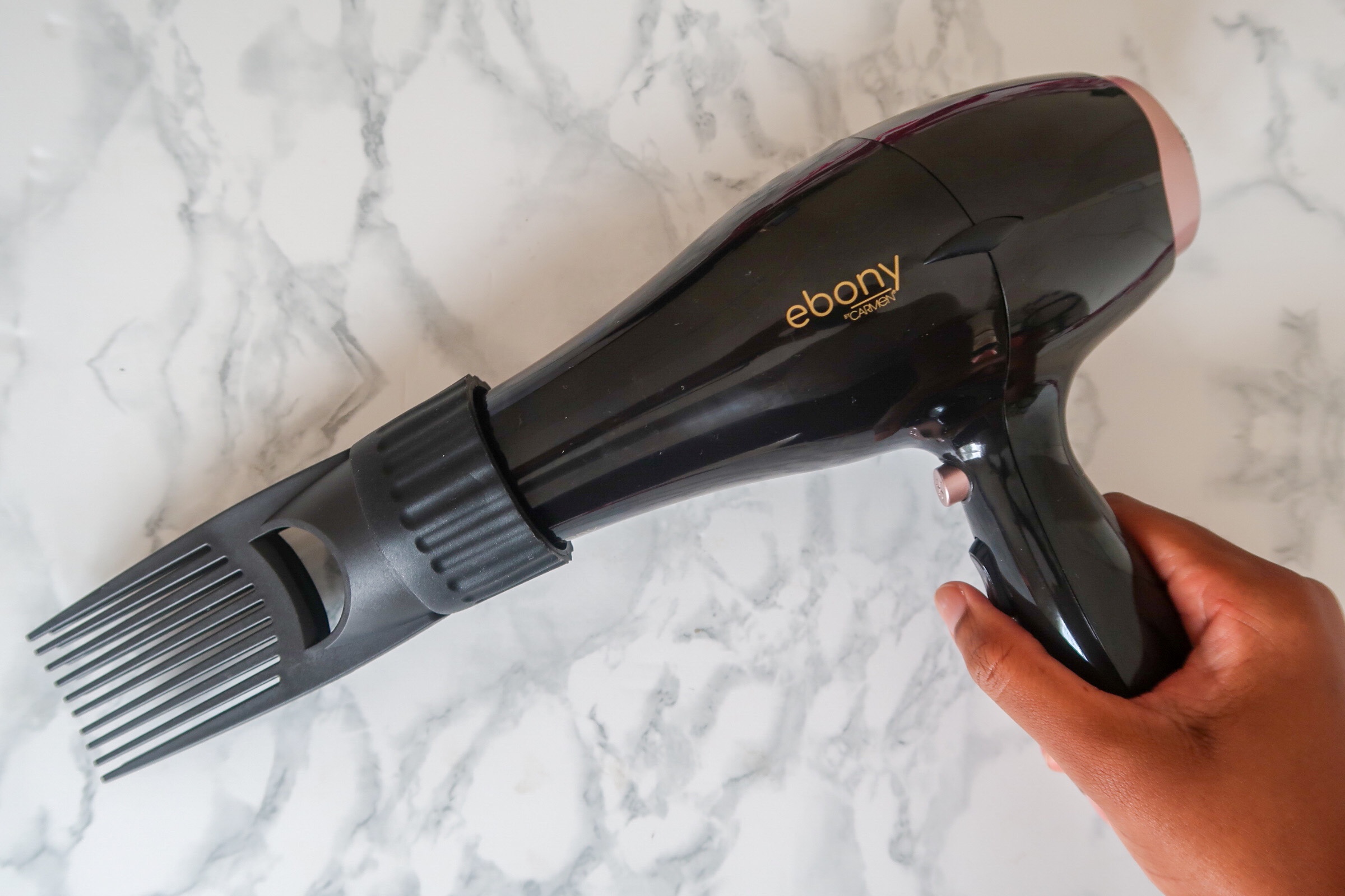 Read more about the article I’ve added the Ebony By Carmen Power Comb Hairdryer as one of my essential haircare tools
